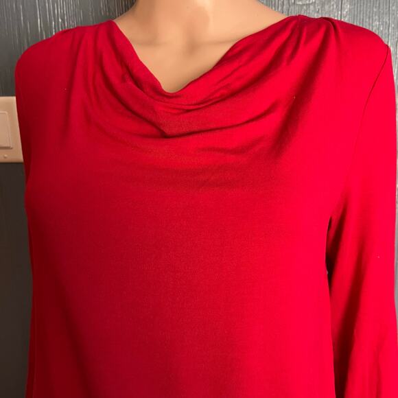 Talbots Petites Red Draped Neckline Blouse MP Career Business Date Night Preppy - Picture 3 of 5